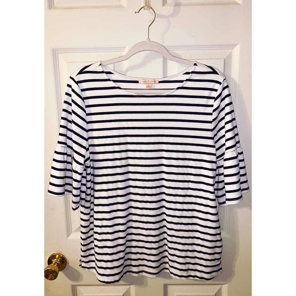 Gibson & Latimer Navy and White Striped Blouse